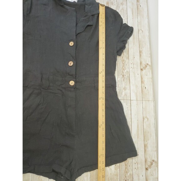Princess Polly Ashens Black Short Sleeved Button Down Romper size 6 - Picture 5 of 5